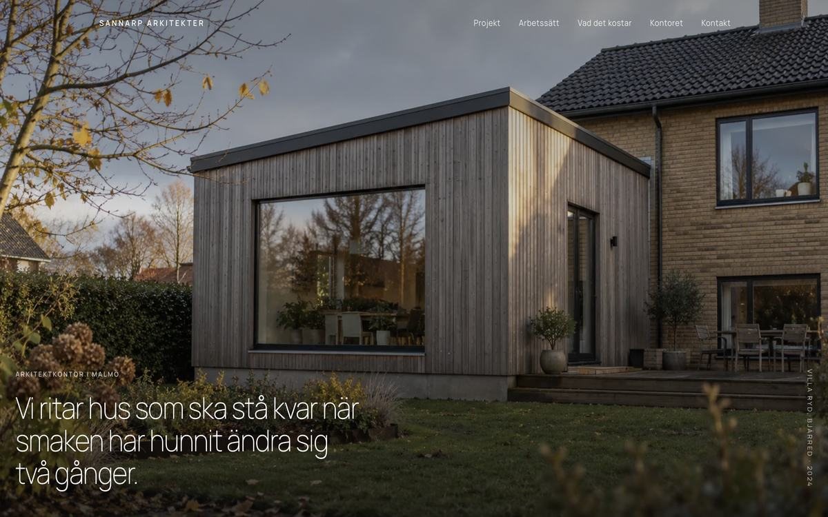 Designkonceptet Sannarp Arkitekter — startsidan f&ouml;r ett arkitektkontor i Malm&ouml;
