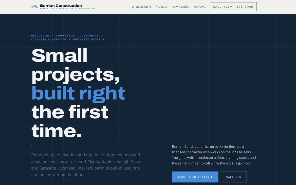 Berrian Construction &mdash; startsidan p&aring; berrianconstruction.com
